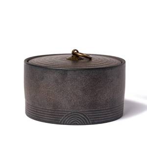 lot 11171 image: SILINE Ceramic Canister,16.9 Oz 500ml Food Storage Jar for Tea,Coffee Beans,Herb,Candy,Spices,Nuts (Stone Golden)