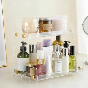 lot 11172 image: FFK Bathroom Organizer Countertop 2-Tier Storage��Bathroom Counter Organizer Acrylic Standing Holder Cosmetic Storage Perfume Shelf for Bathroom Bedroom Dressing Table1