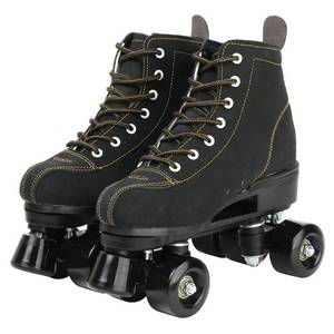 lot 11173 image: XUDREZ Cowhide Roller Skates for Women and Men High-Top Shoes Double-Row Design,Adjustable Classic Premium Roller Skates (Black,8.5)