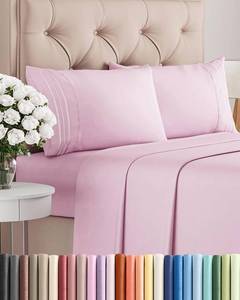 lot 11187 image: Full Size 4 Piece Sheet Set - Comfy Breathable & Cooling Bed Sheets Set - Hotel Luxury Bedding for Women, Men, Kids, Teens, Boys & Girls - Deep Pockets, Soft and Wrinkle Free - Oeko-Tex - Light Pink
