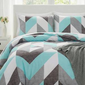 lot 11192 image: Bedbay Teal Comforter Queen Size Turquoise Teal Queen Bed Set Geometric Chevron Teal and Grey Bedding Set Western Comforter 3 Pcs Lightweight Down Alternative Comforter for Girls Teen Men Women