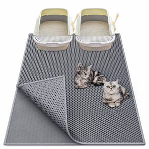 lot 11196 image: Waretary Cat Litter Box Mat 36x 30 Waterproof Kitty Cat Litter Trapping Mat, Easy-clean Double-layer Scatter Control Pad Rug (Grey)