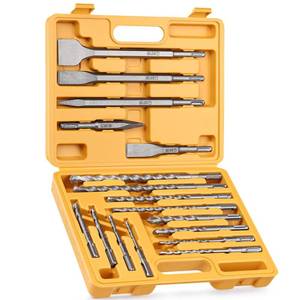 lot 11216 image: TGFTGF 17-Piece SDS Plus Rotary Hammer Drill Bits and Chisel Set, YG8C Carbide Tips, SDS Plus Bits, Masonry Drill Bit Set for Concrete, Brick and Stone, with Storage Case, Ideal Tool for DIY, Home