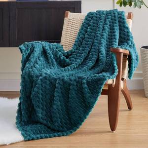 lot 11218 image: EXQ Home Fleece Blanket Throw XL for Couch or Bed - 3D Imitation Turtle Shell Jacquard Decorative Blankets - Cozy Soft Lightweight Fuzzy Flannel Blanket Suitable for All Seasons(50�70,Teal)