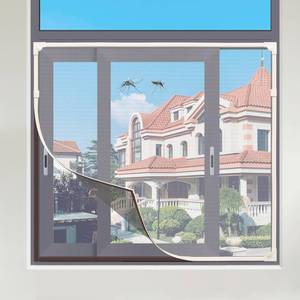 lot 11223 image: Magnetic Window Screen, DIY Window Screen for House Adjustable Fiberglass Mesh White Frame Grey Net Self Adhesive Easy Installation (32x23(81x58cm))