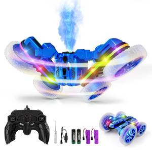 lot 11224 image: Terucle 360°Rotating Remote Control Car, 4WD RC Cars with Cool Spray, 2.4Ghz Double Sided RC Stunt Truck for 6-13 Year Old Boy Toys Birthday Gift