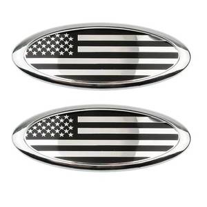 lot 12013 image: 9.5 Inch Front Grille Rear Tailgate Emblem Compatible with 2015-2024 Ford F150, Aluminum Oval Overlay American Flag Decals Exterior Accessories (Silver) (2pack)