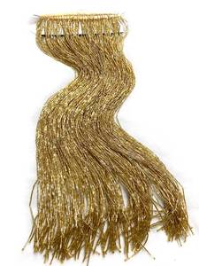 lot 12039 image: Labellezalady 19.7in Wide Gold Glass Beaded Ribbon Tassel Fringe Trim 1Yards Long for Crafts DIY Dress Clothes Decoration