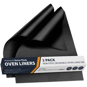 lot 12041 image: Oven Liners for Bottom of Oven - 2 Pack Large Heavy Duty Mats, 17��x25�� Non-Stick Reusable Liner for Electric, Gas, Toaster Ovens, Grills - BPA & PFOA Free Kitchen Accessory to Keep Oven Clean (Black)