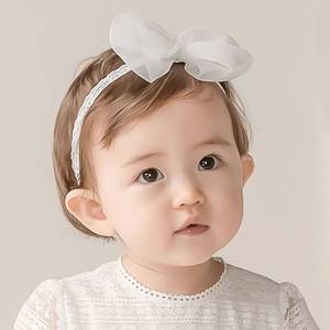 lot 12066 image: Yheahin Baby Girls Lace Bow Headband Cute Chiffon Bow-Knot Toddler Hairband Elastic Soft Lace Infants Birthday Party Hair Accessories (White-2, One size)
