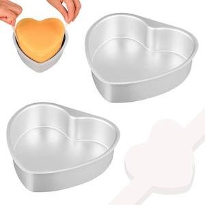 lot 12072 image: HUAKENER 6 Inch Heart Cake Pan, Set of 2 Heart Shaped Cake Pans with 60 Pieces Parchment Paper, Non-stick Cake Baking Pans for Kitchen Birthday Wedding