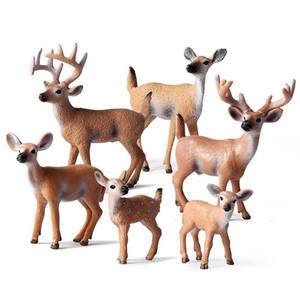 lot 12073 image: 6 Pack Forest Animal Deer Figures Toy, Woodland Animal Figurine Party Supplies Christmas Buck Doe Fawn for Baby Shower Birthday Wedding