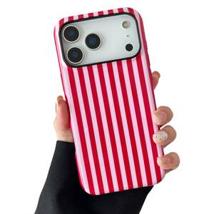 lot 12085 image: CHEDEMK Compatible with iPhone 17 Pro Max Case, Cute Fashion Aesthetic Striped Phone Case for Women, Shockproof Soft TPU and Hard PC Protective Phone Cover for iPhone 17 Pro Max 6.9- Red