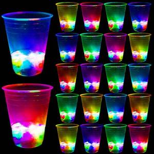 lot 12086 image: LLKMDSS 40 Pcs Glowing Party Cups,Pack with Flashing color Bright Glow-In-The-Dark Colors for House Parties Birthdays Concerts Weddings BBQ Beach DJ Holidays(16oz)