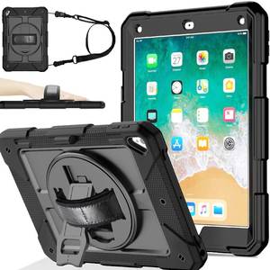lot 12098 image: BMOUO Case for iPad 6th5th Generation Case (9.7 inch, 20182017), 360°Rotating Stand, HandShoulder Strap Shockproof iPad 9.7�� Case for iPad Air 2, Black