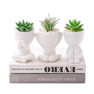 lot 12100 image: HEYO-YEPY 3PCS Cute Artificial Plant Office Decor for Women and Men, Aesthetic Desk Plant Decor for Office and Home, Potted Small Fake Plants for Indoor Decoration, White Pots Green Plants
