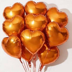 lot 12107 image: 10Pcs Orange Foil Heart Shaped Balloons 18 Inch for Baby Shower, Wedding, Valentine Decorations - Love Party Decorations