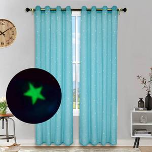 lot 12108 image: Eimilaly Stars Sheer Curtains Glow in The Dark, Metal Punching Sheer Curtains 72 inches Long Sheer Canopy for Kids Room Decor, 2 PanelsBlue