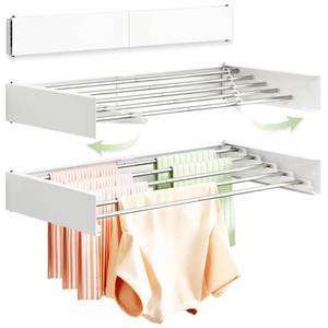 lot 13006 image: BOQORAD Clothes Drying Rack Wall Mounted 32��,Drying Rack Clothing Wall Mount,Laundry Drying Rack,Wall Mounted Clothes Hanging Rack (White)