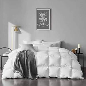 lot 13010 image: APSMILE Heavyweight Feather Down Comforter King Size - 100% Organic Cotton Quilted Thicker Winter Warmest Duvet Insert for Colder WeatherSleepers (King, Ivory White)