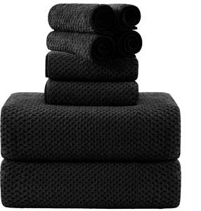 lot 13014 image: 8-Piece Bath Towel Set, 2 Extra Large Bath Towel Sheets, 2 Hand Towels and 4 Washcloths - Highly Absorbent Quick Dry Microfiber,Ultra Soft Towel Set for Bathroom,Waffle Weave Design, Pack of 8 (Black)