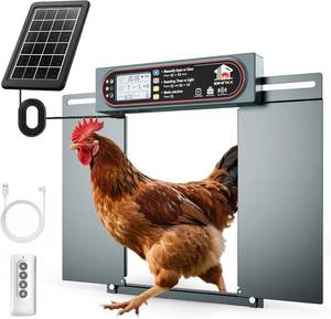 lot 13015 image: Automatic Chicken Coop Door with Horizontal Dual Opening, Remote & Manual Control, USB Backup, Predator-Proof Larger Opening Size House Door Solar Powered for Chicken, Duck and Poultry