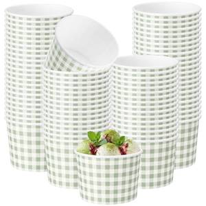 lot 13019 image: Nuanchu 100 Pack 9 oz Gingham Treat Snack Cups Green and White Checkered Disposable Paper Cups for Dessert Ice Cream Bowls for Snacks Soup Hot Cold Food Wedding Birthday Baby Shower Decorations