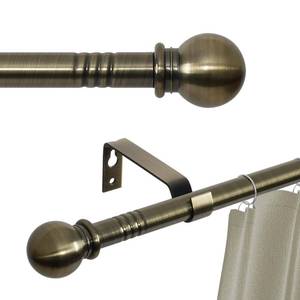 lot 13041 image: Antique Brass Curtain Rods for Windows 48 to 88, Adjustable 58 inch Brushed Brass Curtain Rod Set with Brackets, Heavy Duty Decorative Drapery Rod for Bedroom, Living Room