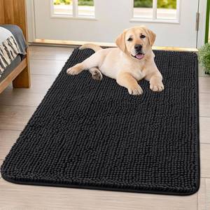 lot 13048 image: Smiry Dog Door Mat for Muddy Paws 40x32, Absorbs Moisture and Dirt Doormat, Non-Slip Washable Quick Dry Chenille Front Door Mat Indoor Entrance, Entryway Carpet for Inside Floor, Black