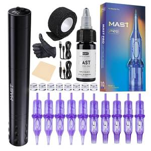 lot 13051 image: Mast Tattoo Tour Fly Cordless Tattoo Gun Kit Pro Needles Cartridges Rca Jack Battery Pen Machine Complete Tattoo Supplies for Beginners Home Practice and Studio Use