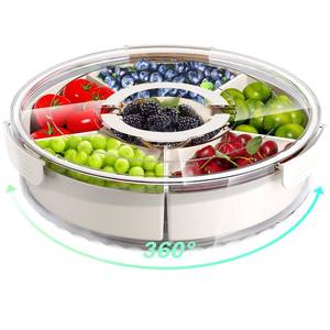 lot 13053 image: Divided Serving Tray with Lid and Handle,Large Snack Spinner,Snackle Box Container, Multi-Purpose Food Platter for Charcuterie Veggie Fruit, Taco Tuesday Movie Night Travel Beach Picnic Essentials