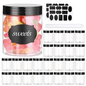 lot 13060 image: Dabacc 8 OZ Plastic Jars with Lids, 24 Pack Clear Plastic Slime Containers for Kitchen and Household Food Storage of Dry Goods, Creams and More, BPA Free