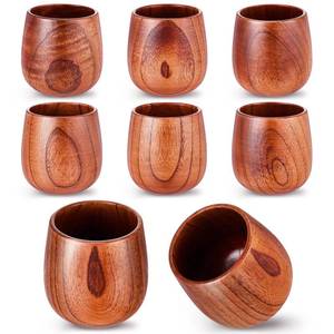lot 13064 image: Suclain 6 Pieces 6 oz Wooden Tea Cups Wooden Coffee Cups Wood Teacups Coffee Mug for Drinking Espresso Tea Beer Wine Water Restaurant Cafe Home Serving Entertain, Cannot Use Dishwasher