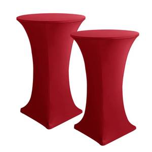 lot 13067 image: HolidayIdeas Cocktail Table Covers, 2 Pack - Fitted Stretch Spandex Square Corners Cocktail Tablecloths (Dark Red, Fit for 30-32 Diameter x 43 Height Tables)