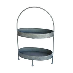 lot 13980 image: Rustic Two Tier Oval Metal Tray