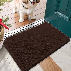 lot 14149 image: OLANLY Dog Door Mat for Muddy Paws 24x16, Absorbs Moisture and Dirt, Absorbent Non-Slip Washable Doormat, Quick Dry Chenille Mud Mat for Dogs, Entry Indoor Entryway Carpet for Inside Floor, Brown