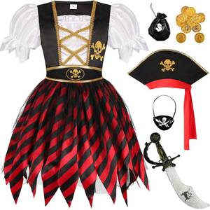 lot 14160 image: SKCAIHT Pirate Costume Girls Kids Halloween Dress Up Party (9-11 Years)
