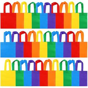 lot 14172 image: Elcoho 30-Piece Rainbow Non-Woven Party Favor Tote Bags, 8x8 Inch, Red, Orange, Yellow, Green, Blue, Purple, Wedding, Birthday, Holiday, Travel, Gift, Storage