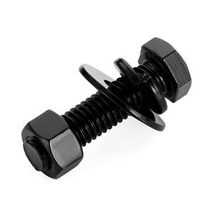 lot 14176 image: 516-18 x 1-12 Hex Head Screws Bolts, Nuts, Flat & Lock Washers, Fully Threaded, Stainless Steel 18-8, Black Finish, 8 Sets