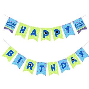 lot 14177 image: Monster Happy Birthday Banner Cartoon Monster Theme Party Decorations for Birthday Baby Shower Backdrop Celebration Supplies
