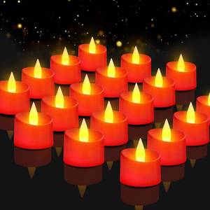 lot 14179 image: Haown Realistic Flameless LED Tea Lights - 24 Pack Premium LED Tea Lights for Christmas Mantel, Valentines Dinner & Wedding Centerpieces (Red Base, 24 Pack)