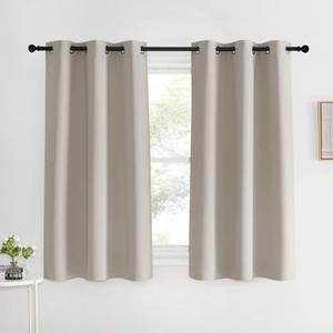 lot 14186 image: NICETOWN Kitchen Curtains, Short Curtains for Bedroom Windows, Natural, 42 W by 60 L, 1 Pair, Thermal Insulated Room Darkening Curtain Panels for Girls Room, Cafe