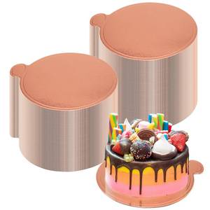 lot 14187 image: zsccxq 50 Pcs 5 Inch Mini Rose Gold Cake Boards Round Mousse Cake Boards Disposable Cardboard Plate Round Coated Cakeboard for Kitchen Baking Caking Pizza Dessert Cupcake Tray (Rose gold)
