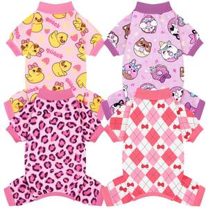 lot 14189 image: XPUDAC 4 Pack Dog Pajamas Pink Dog Clothes for Small Medium Dogs Girl Breathable Stretchy Pjs Jammies Outfit Puppy Onesies, 2XL