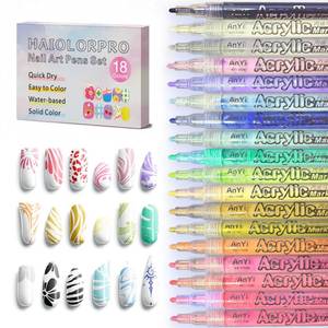 lot 14192 image: HAIOLORPRO 18 Colors Nail Art Pens Set, 3D Gel Nail Polish Pen Water-based Quick Drying, Acrylic Nail Paint Pens Kit Drawing Painting Liner Dotting Graffiti Manicure for Home Salon DIY