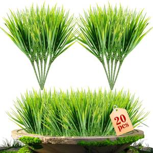 lot 14193 image: MAQIHAN 20 Artificial Grass Plant Outdoors - Faux Grass Fake Wheat Decor Artificial UV Resistant Outdoor Plants Plastic Outside Weed Planters Artificial Greenery for Porch Decorative