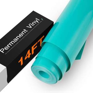 lot 14200 image: HTVRONT Turquoise Permanent Vinyl - 12 x 14 FT Glossy Turquoise Adhesive Vinyl Roll Compatible with Cricut Cutting Machine, Silhouette, Cameo Cutters, Signs, Scrapbooking, Craft, Die Cutters