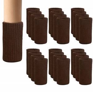 lot 14226 image: 24 PCs Furniture Leg Socks - Coffee Knitted Furniture Socks, Double Thickness Chair Leg Floor Protectors, High Elastic Chair Leg Covers Furniture Caps Set, Move Easily and Reduce Noise