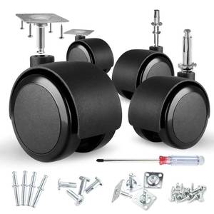 lot 14227 image: 2 inch Caster Wheels (casters Set of 4) 516 inch Valve stem and Rotating top Plate Installation Options,Heavy Duty casters Total Load Capacity 1000LBS, Replaceable Wheels for Furniture(Black)