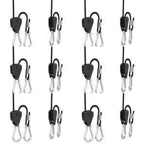 lot 14228 image: vanleno 6 Pairs 18 inch Adjustable Heavy Duty Rope Hanger - Reinforced Metal Internal Gears Ratchets foe Growing Light Fixtures, Loose-Proof Design, 8-ft Long & 150lbs Weight Capacity